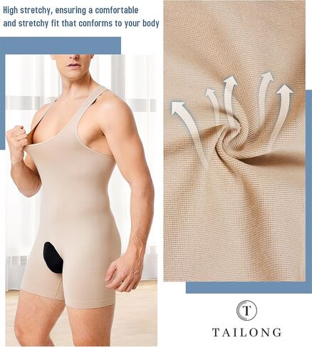 TAILONG رجل ملابس داخلية البطن تحكم ارتداءها ضغط قمصان التخسيس كامل محدد شكل الجسم بلا أكمام ملابس داخلية in Kuwait