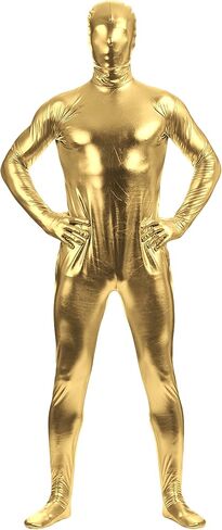 Aniler Men's and Women's Metallic Shiny Zipper Zentai Stretchy Costume Cosplay Full Bodysuit in Saudi Arabia