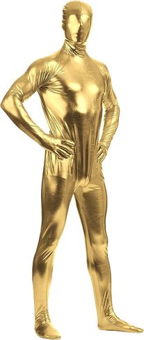 Aniler Men's and Women's Metallic Shiny Zipper Zentai Stretchy Costume Cosplay Full Bodysuit in Saudi Arabia