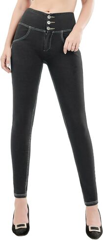 بنطلون جينز نسائي عالي الخصر قابل للتمدد من Hody Lovy، سروال جينز مثير مستقيم الساق للتحكم في البطن ورفع المؤخرة in Kuwait