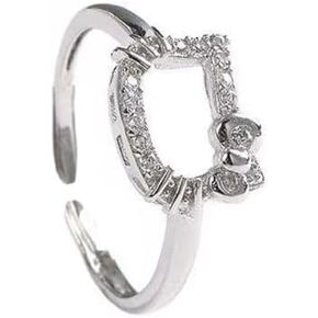 Ladies platinum diamond cat head shaped ring, internet famous cute and sweet cat head ring of the same style in Saudi Arabia