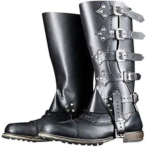 أغطية أحذية الهالوين في العصور الوسطى من الجلد الصناعي Steampunk Legguards Crusaders Pirate Cosplay Accessories