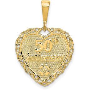 Our Love Grows Stronger Every Year Words on Heart Shaped Milestone Anniversary Pendant in Real 14k Yellow or White Gold in Saudi Arabia