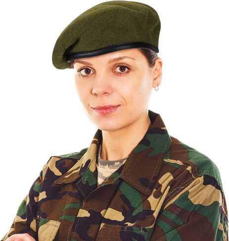 Zhehao 2 Pcs Adjustable Wool Berets Solid Color Military Army Style Berets Beret Hats for Men and Women with Faux Leather Trim (Green, Black) in Saudi Arabia