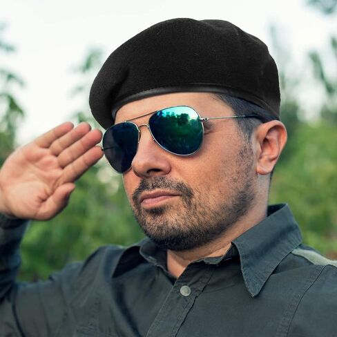 Zhehao 2 Pcs Adjustable Wool Berets Solid Color Military Army Style Berets Beret Hats for Men and Women with Faux Leather Trim (Green, Black) in Saudi Arabia