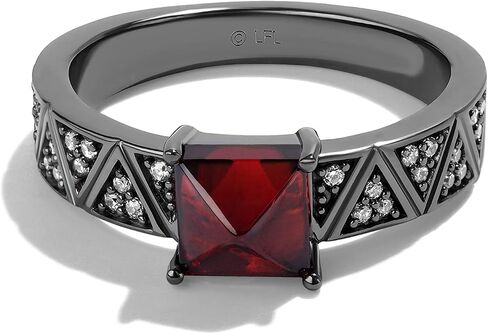 Jewelili Star Wars™ Fine Jewelry DARTH VADER™ Black Rhodium over Sterling Silver Red Garnet Gemstone Ring with 1/8 CT.TW. Diamonds in Saudi Arabia