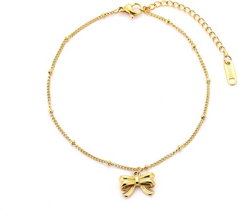 سوار كاحل بفيونكة ذهبية من Canboer، خلخال بسلسلة ذهبية أنيقة قابل للتعديل، مجوهرات للقدم على الشاطئ للنساء والفتيات in Kuwait