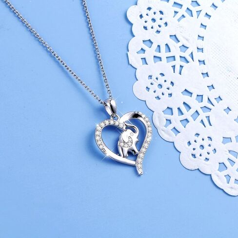 FLYOW Elephant Necklace Cat Necklace Bunny Neklace Horseshoe Necklace Unicorn Necklace Sterling Silver Animal Necklaces for Women in Kuwait