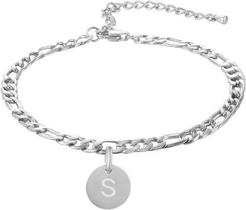FOSIR 18K Gold Plated Stainless Steel Figaro Chain Anklet for Women Girls, Initial Ankle Bracelets in Kuwait