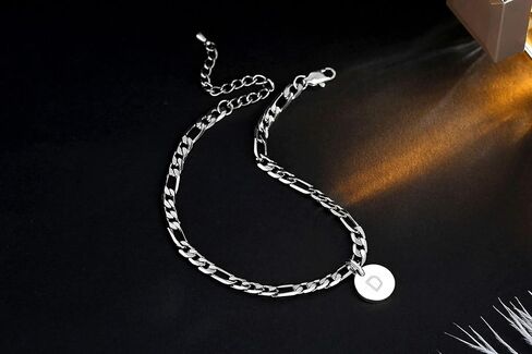 FOSIR 18K Gold Plated Stainless Steel Figaro Chain Anklet for Women Girls, Initial Ankle Bracelets in Kuwait