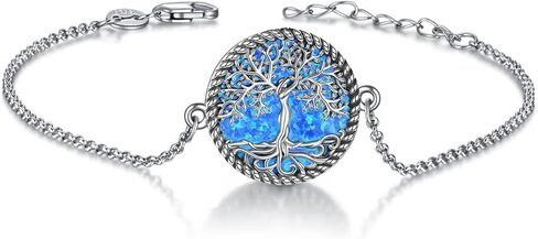 ONEFINITY Tree of Life Anklet Sterling Silver Abalone Shell/Blue Opal/Crystal Tree of Life Ankle Bracelet Tree Jewelry for Women Girls Gifts in Saudi Arabia