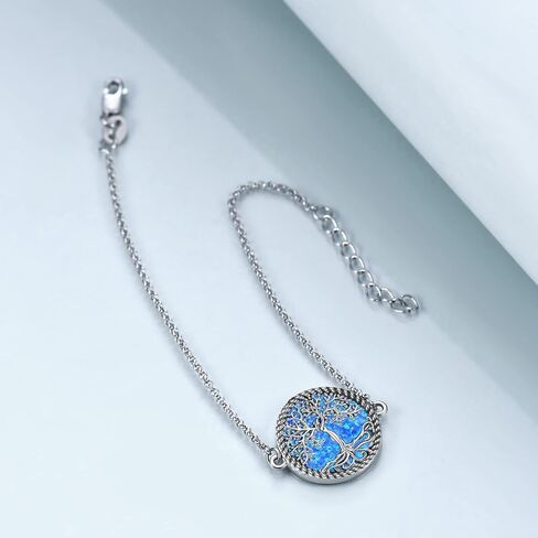ONEFINITY Tree of Life Anklet Sterling Silver Abalone Shell/Blue Opal/Crystal Tree of Life Ankle Bracelet Tree Jewelry for Women Girls Gifts in Saudi Arabia