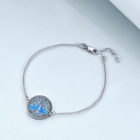 ONEFINITY Tree of Life Anklet Sterling Silver Abalone Shell/Blue Opal/Crystal Tree of Life Ankle Bracelet Tree Jewelry for Women Girls Gifts in Saudi Arabia