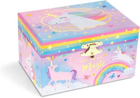 مجموعة هدايا Jewelkeeper Cotton Candy Unicorn - صندوق مجوهرات موسيقي ومجموعة شاي تظاهرية - هدايا يونيكورن للفتيات in Kuwait