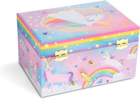 مجموعة هدايا Jewelkeeper Cotton Candy Unicorn - صندوق مجوهرات موسيقي ومجموعة شاي تظاهرية - هدايا يونيكورن للفتيات in Kuwait