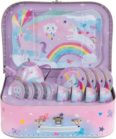 مجموعة هدايا Jewelkeeper Cotton Candy Unicorn - صندوق مجوهرات موسيقي ومجموعة شاي تظاهرية - هدايا يونيكورن للفتيات in Kuwait
