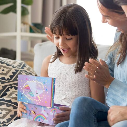 مجموعة هدايا Jewelkeeper Cotton Candy Unicorn - صندوق مجوهرات موسيقي ومجموعة شاي تظاهرية - هدايا يونيكورن للفتيات in Kuwait