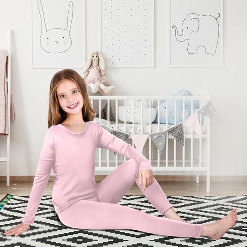 Silkfly 5 Set Thermal Underwear Soft Fleece Lined Long Underwear Kids Base Layer Top Bottom Warm Set for Winter Skiing in Saudi Arabia