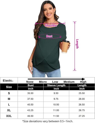 FUNJULY Maternity Tops Women's Cap Short Sleeve Knit Round Neck Pregnancy Split Front Nursing Shirts in Saudi Arabia