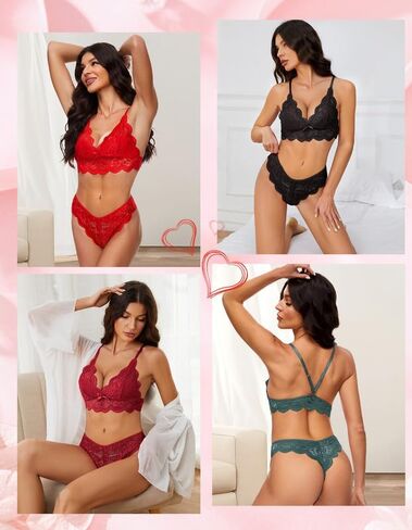 أطقم الملابس الداخلية النسائية من SIMIYA مكونة من قطعتين من الملابس الداخلية المثيرة وحمالة صدر من الدانتيل ومجموعات سراويل داخلية للنساء in Kuwait