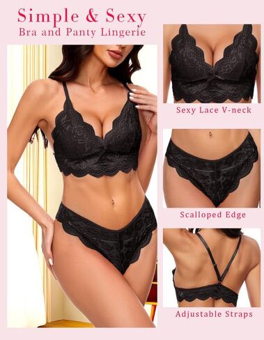 أطقم الملابس الداخلية النسائية من SIMIYA مكونة من قطعتين من الملابس الداخلية المثيرة وحمالة صدر من الدانتيل ومجموعات سراويل داخلية للنساء in Kuwait