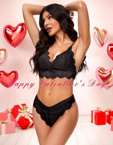 أطقم الملابس الداخلية النسائية من SIMIYA مكونة من قطعتين من الملابس الداخلية المثيرة وحمالة صدر من الدانتيل ومجموعات سراويل داخلية للنساء in Kuwait