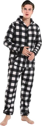 Dodheah Unisex Adult Onesie Women Men Pajamas Zipper Jumpsuit Hooded One Piece Sleepwear Family Christmas Costume in Saudi Arabia