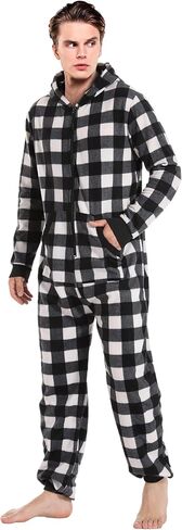 Dodheah Unisex Adult Onesie Women Men Pajamas Zipper Jumpsuit Hooded One Piece Sleepwear Family Christmas Costume in Saudi Arabia