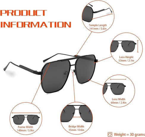 TruFabV Retro Aviators 70s Sunglasses Men Women Designer Aviator Polarized Oversized Square Glasses in Kuwait