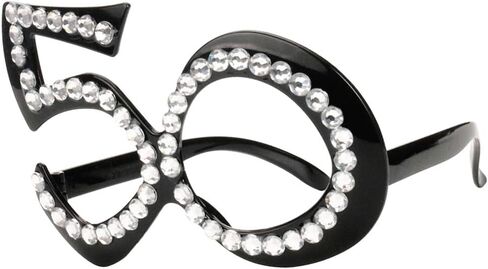 VEdusa 1Pair Black 50th Birthday Glasses Crystal Frame Funny Costume Sunglasses Novelty Eyewear Celebration Decoration Women's Fashion Accessories in Kuwait