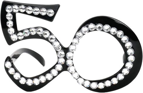 VEdusa 1Pair Black 50th Birthday Glasses Crystal Frame Funny Costume Sunglasses Novelty Eyewear Celebration Decoration Women's Fashion Accessories in Kuwait