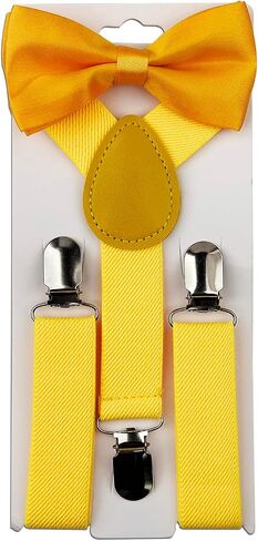 Child Kids Suspenders Bowtie Set Adjustable Elastic Y-Back Design with Strong Metal Clips for Boys and Girls in Saudi Arabia