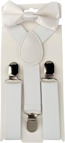Child Kids Suspenders Bowtie Set Adjustable Elastic Y-Back Design with Strong Metal Clips for Boys and Girls in Saudi Arabia