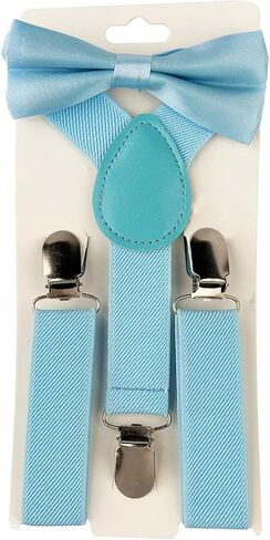 Child Kids Suspenders Bowtie Set Adjustable Elastic Y-Back Design with Strong Metal Clips for Boys and Girls in Saudi Arabia