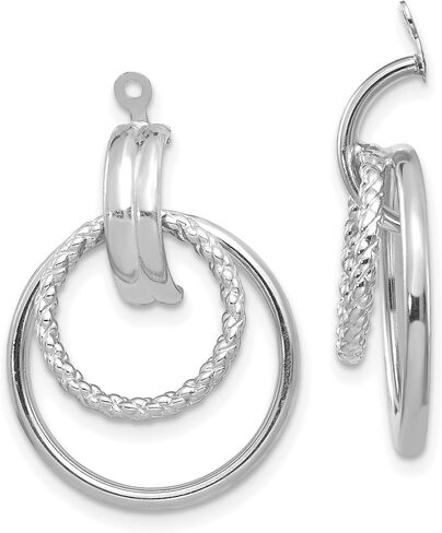 14k White Gold Twisted Double Hoop Drop Earring Jackets in Saudi Arabia