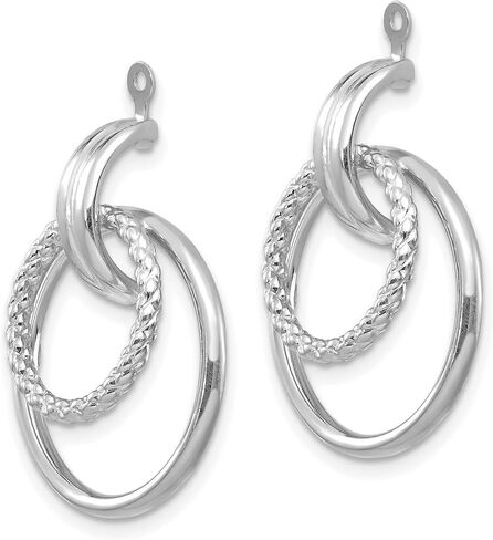 14k White Gold Twisted Double Hoop Drop Earring Jackets in Saudi Arabia