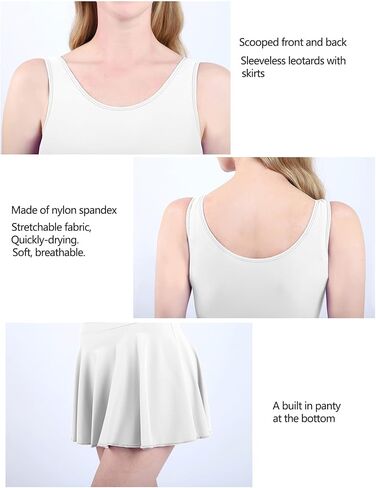 Aoylisey Women's Tank Ballet Dance Skirted Leotard Gymnastics Sleeveless Bodysuits Ballerina Outfit HF0366 in Saudi Arabia