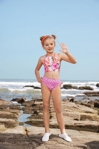 GRACE KARIN ملابس سباحة للفتيات Tankini Rash Guard كم طويل 4 قطع ثوب سباحة 5-12 سنة in Saudi Arabia
