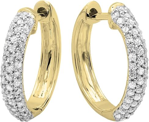 Dazzlingrock Collection 0.48 Carat (ctw) Round White Diamond Hinged Post Huggies Hoop Earrings for Her in Gold in Saudi Arabia