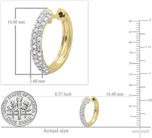 Dazzlingrock Collection 0.48 Carat (ctw) Round White Diamond Hinged Post Huggies Hoop Earrings for Her in Gold in Saudi Arabia