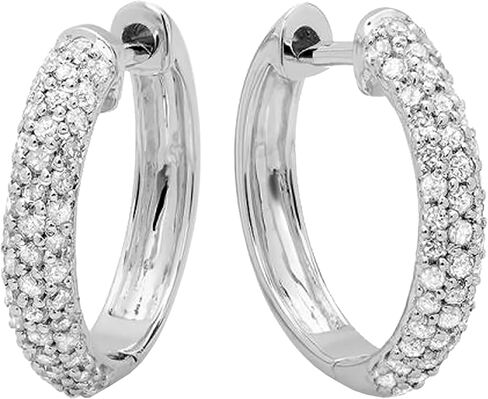 Dazzlingrock Collection 0.48 Carat (ctw) Round White Diamond Hinged Post Huggies Hoop Earrings for Her in Gold in Saudi Arabia