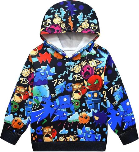 Piosuny Geometry Hoodies Dash Sweaters Kids سترة مطبوعة برسومات رائعة لمدة 5-12 عامًا in Kuwait