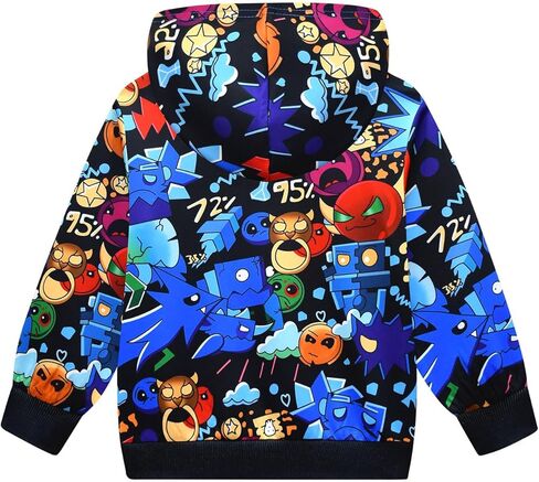 Piosuny Geometry Hoodies Dash Sweaters Kids سترة مطبوعة برسومات رائعة لمدة 5-12 عامًا in Kuwait