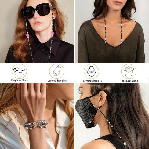 ERNAULO Glasses Chain for Women Eyeglass Chain Eye Glasses Holders Around Neck Beaded Eyeglass Chains for Women in Saudi Arabia