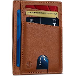 SERMAN BRANDS RFID Blocking Slim Minimalist Mens Front Pocket Wallet. Thin Card Holder. Full Grain Leather Wallets for Men