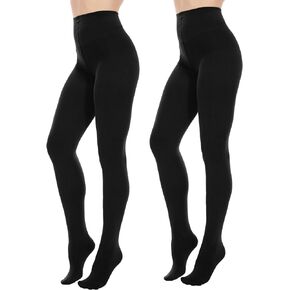 Citystl Opaque Black Tights for Women, 80D Tummy Compression Plus Size Tights, Control Top Microfiber Pantyhose for women in Saudi Arabia
