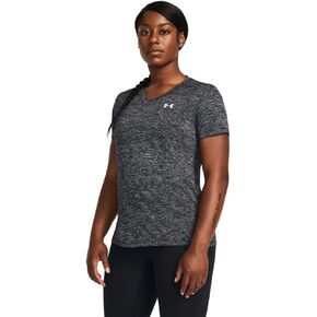 تي شيرت نسائي من Under Armour بأكمام قصيرة ورقبة على شكل حرف V