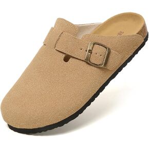 PLMOKN بوسطن قباقيب للنساء والرجال من جلد الغزال منصة التخليص البغال الانزلاق على أحذية للحديقة نعال مضادة للانزلاق in Kuwait