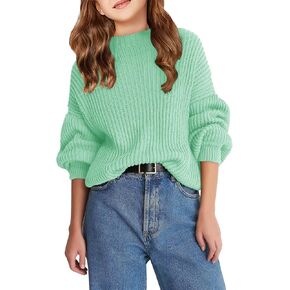 Girls Oversized Long Sleeve Sweaters Kids Drop Shoulder Batwing Crewneck Pullover Clothes 5-14 Years