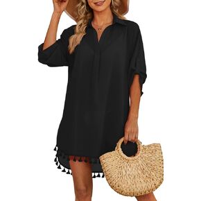 Yincro Women Swimsuit Cover up Shirt 2024 Tassel Beach Bathing Suit for Swimwear Bikini Dress